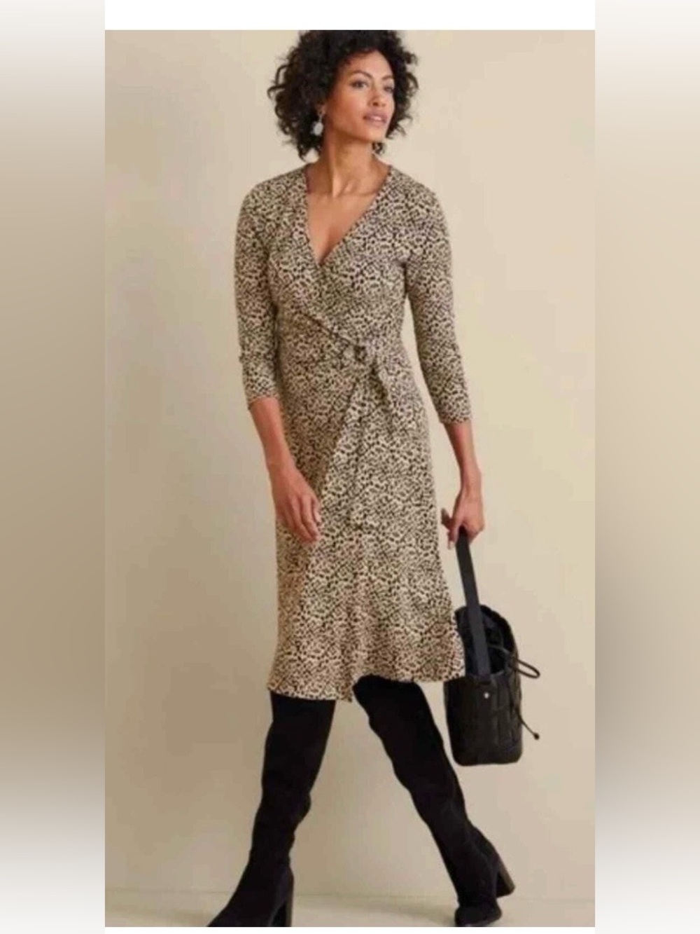 Soft Surroundings Damaria Wrap Leopard Print Dress. Size Medium